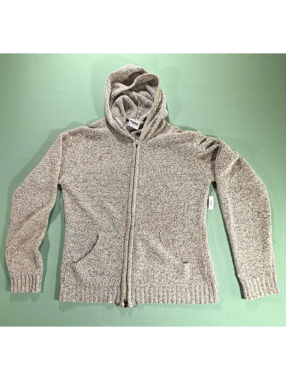 Columbia Women's Weathered Gray Knit Full Zip Hooded Sweater w/ Pockets S